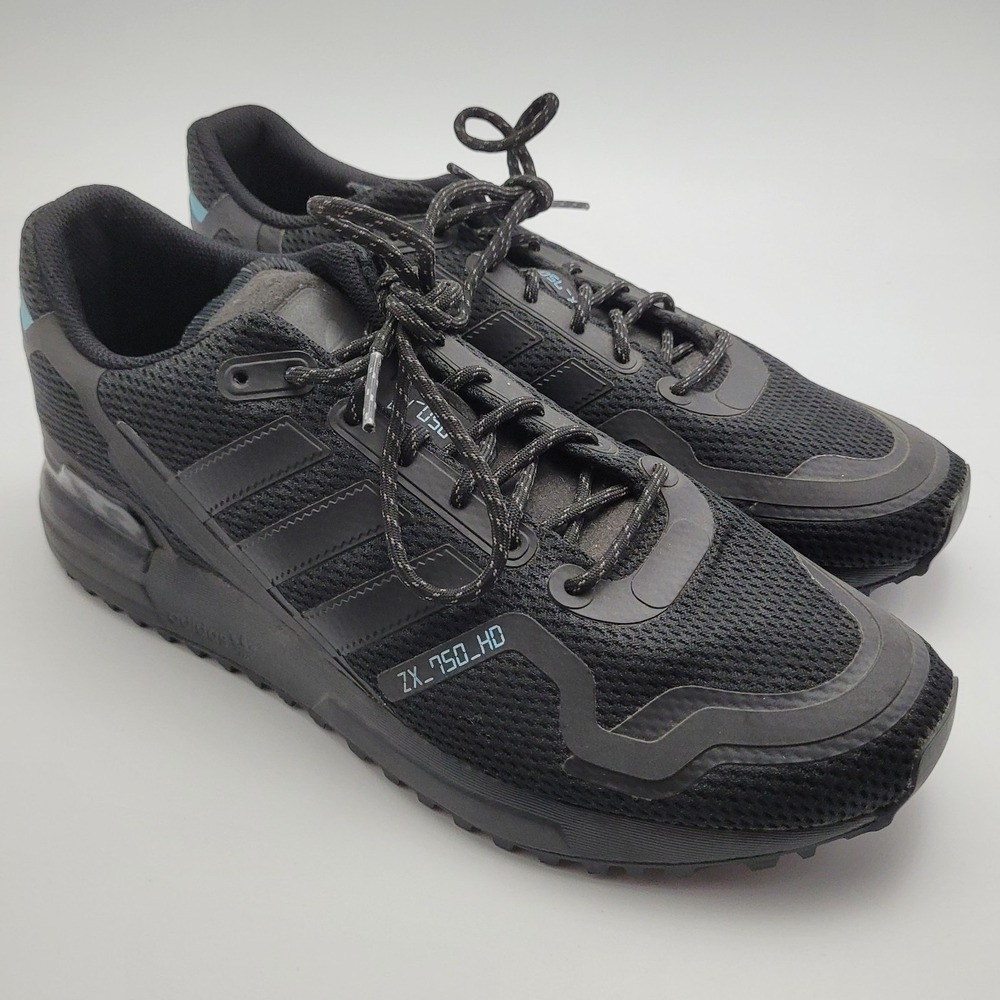 Adidas ZX 750 HD Shoes Mens 10 Core Black Running Athletic Sneakers‎ FV8488
